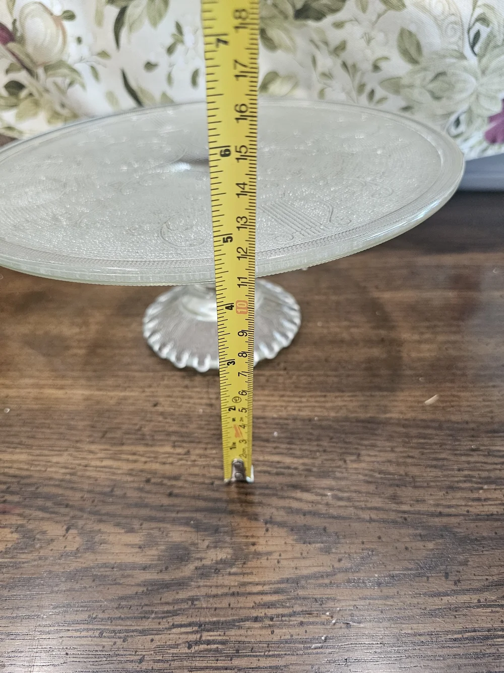Vintage Jeannette Glass Harp Lyre Clear Pedestal Cake Stand 10